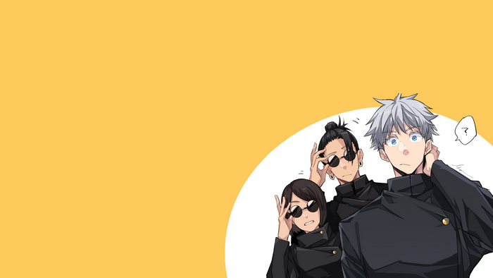 Anime characters from Jujutsu Kaisen with sunglasses