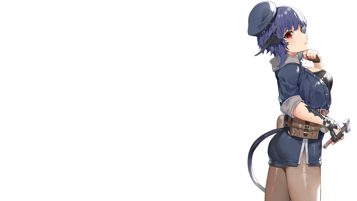 Au Ra girl with blue hair and hammer