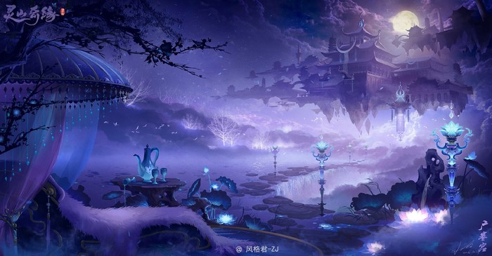 Fantasy City Under Moonlight by Jun Zhang