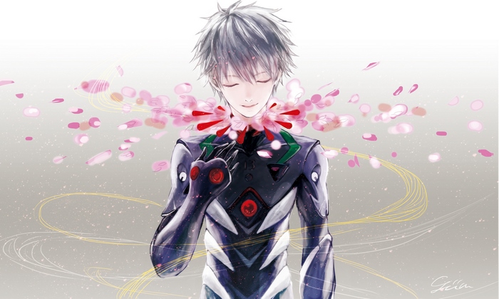 Kaworu Nagisa with Cherry Blossoms