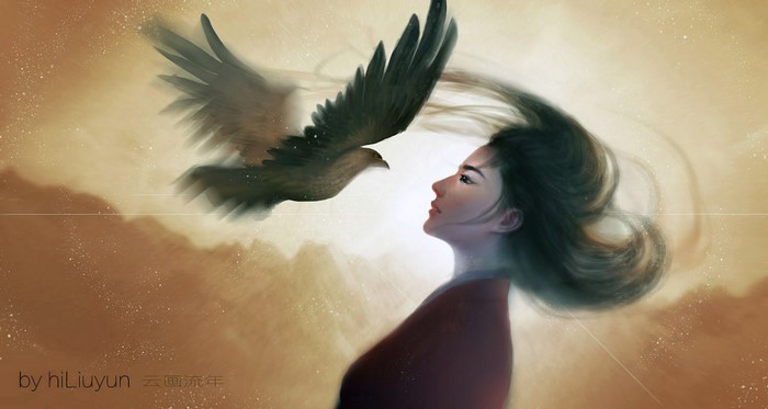 Mulan from Disney with a bird