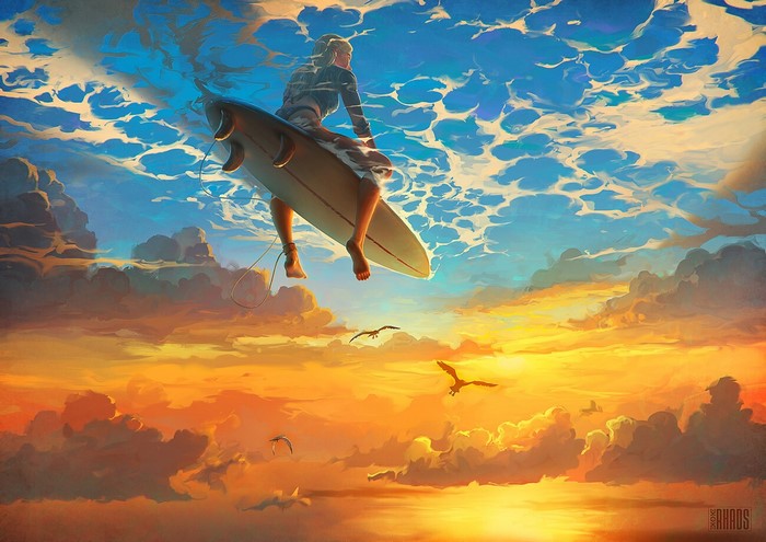Surreal surfing on clouds by Artem Chebokha