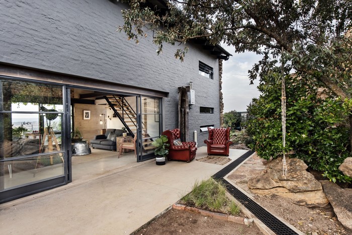 Modern house with patio and outdoor seating