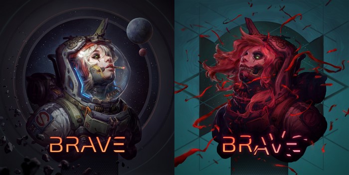 Astronaut artwork with BRAVE text