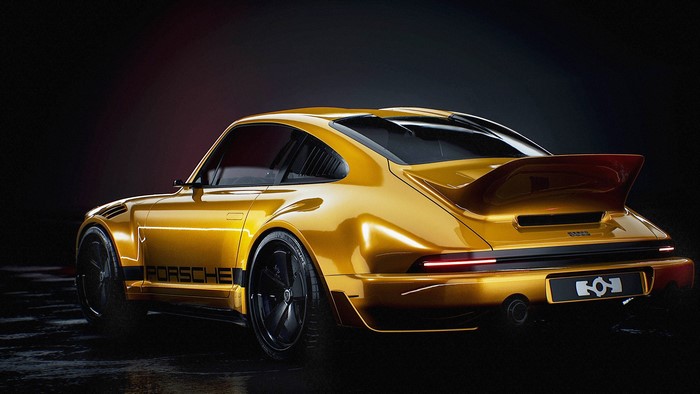 Yellow Porsche 930 Digital Art