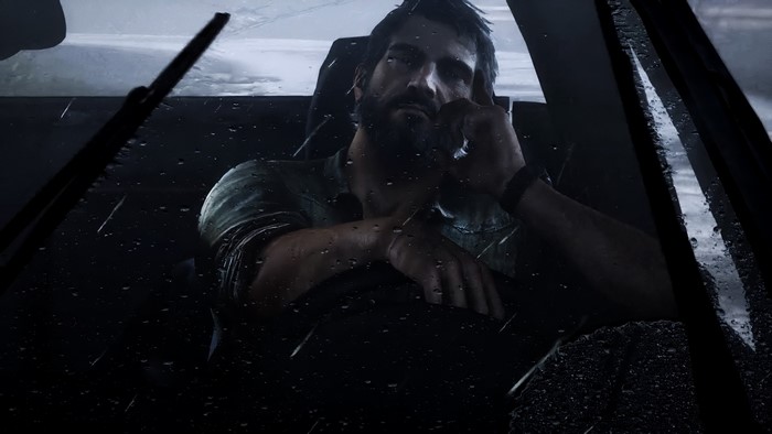 Joel Miller from The Last of Us in a car