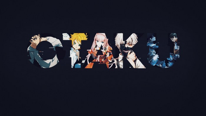Otaku text with anime characters