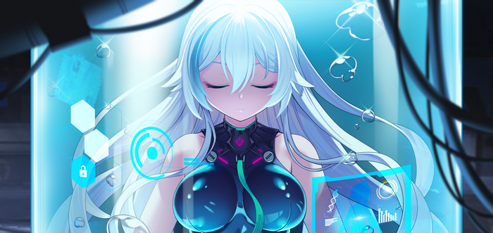 Ephnel from Soul Worker in a futuristic pod