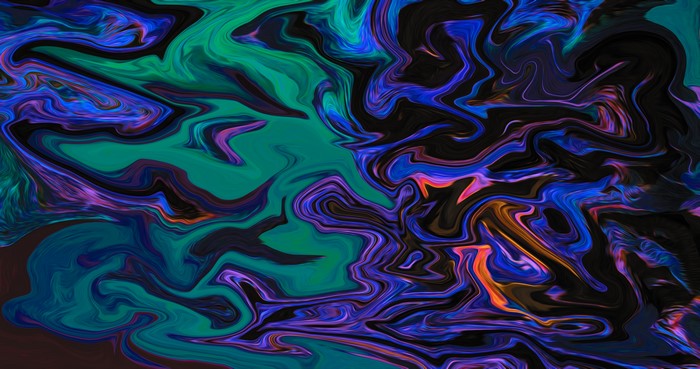 Abstract fluid artwork with colorful shapes