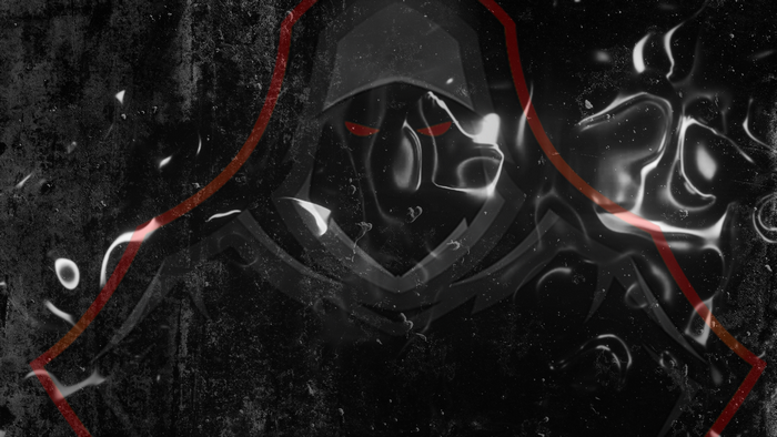 Dark hooded figure with red eyes