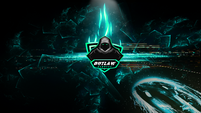 Outlaw Esports logo with abstract digital background