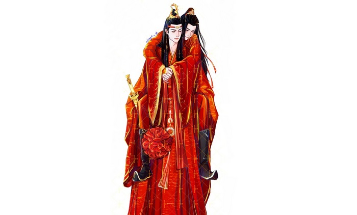 Xiao Zhan and Lan Zhan in red robes