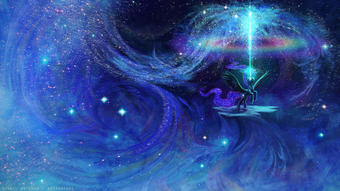 Princess Luna from My Little Pony in a cosmic nebula