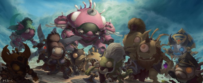 Characters from Heroes of the Storm and Overwatch