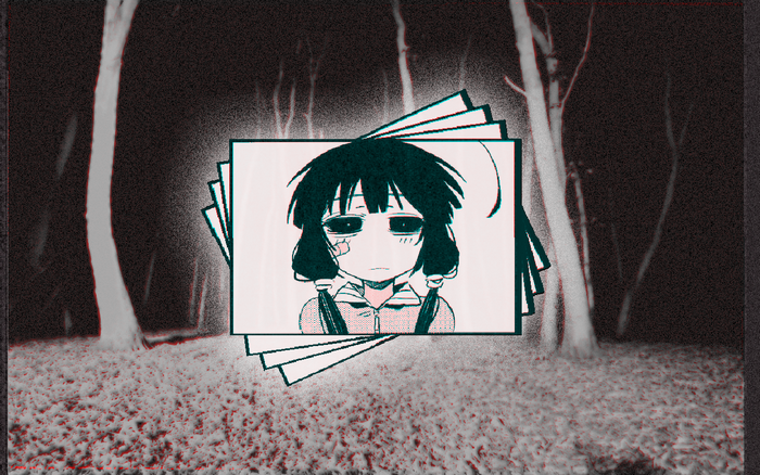 Girl with twintails in a dark forest