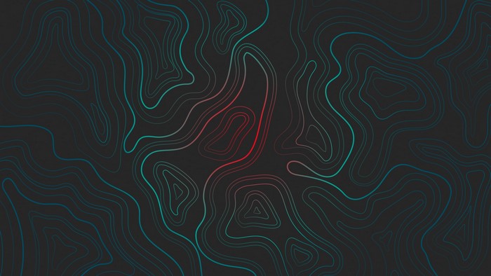 Abstract topographic lines with red and blue gradient