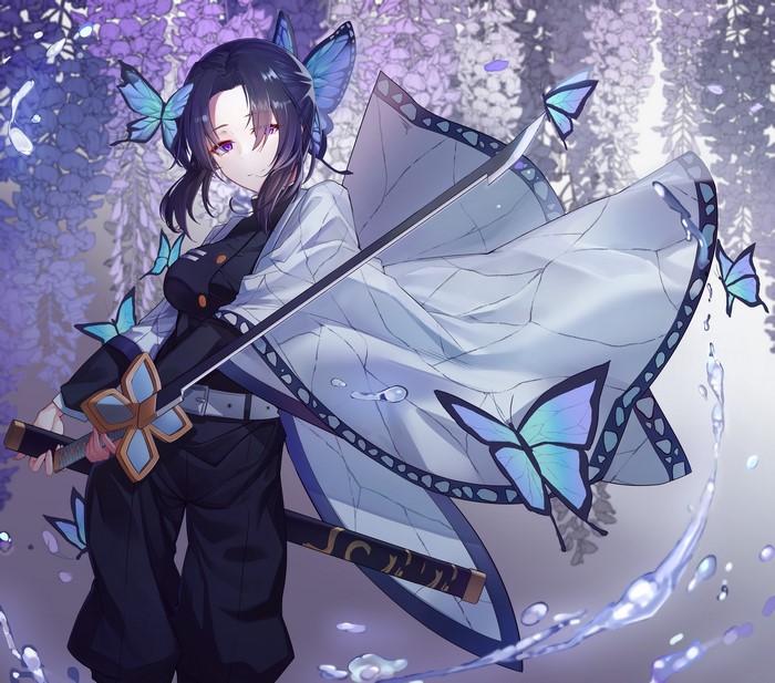 Shinobu Kocho from Kimetsu no Yaiba with butterflies