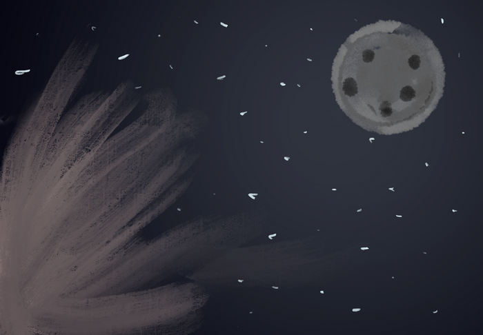 Moon and stars in the night sky
