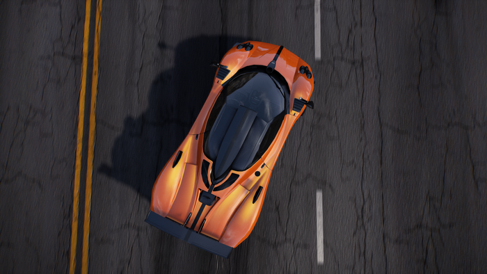 Orange Pagani Zonda Cinque on a Road