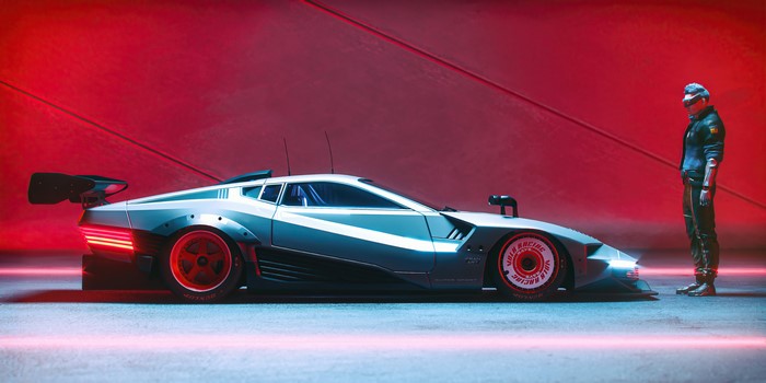 Cyberpunk 2077 car with racer