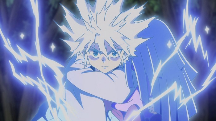 Killua Zoldyck from Hunter x Hunter using electricity