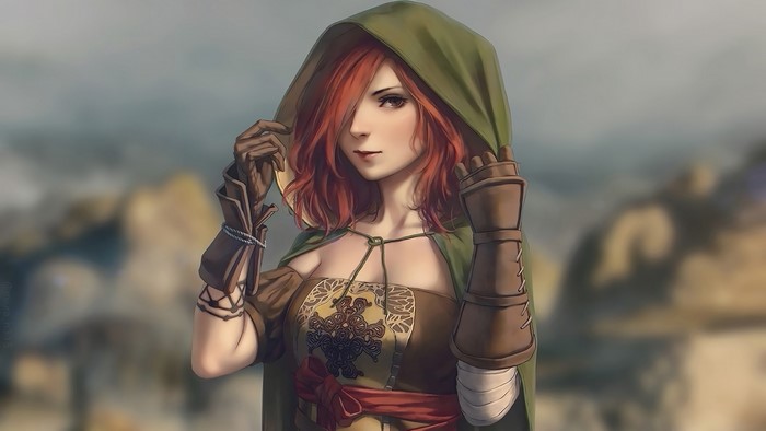 Redhead woman with hood from Dark Souls