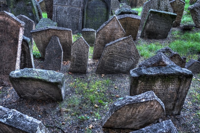 Old tombstones in a graveyard