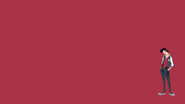 Dandy from Space Dandy on a red background