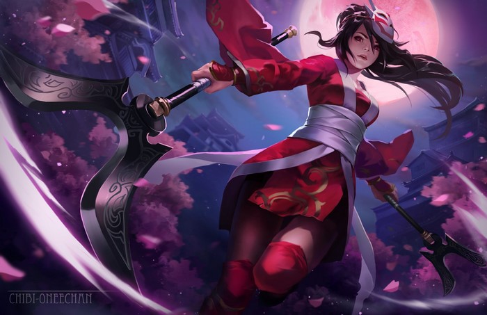 Akali from League of Legends with Blood Moon skin