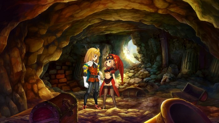 Characters in a cave in Odin Sphere Leifthrasir