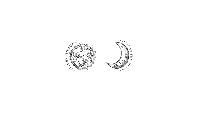 Sun and Moon drawings with text
