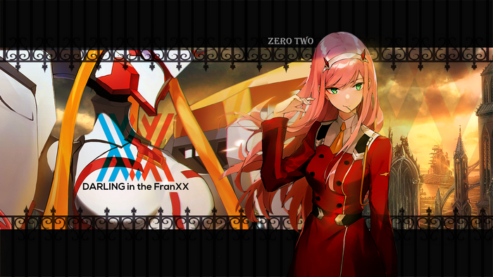 Zero Two from Darling in the FranXX with a mecha