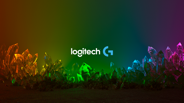 Logitech G logo with colorful crystals