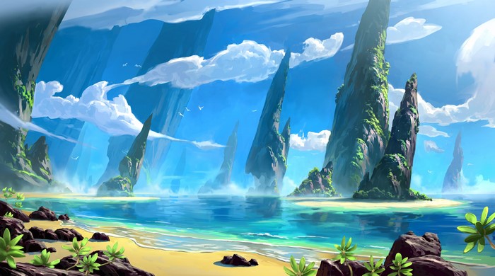 Digital Art Shore Landscape by David Frasheski