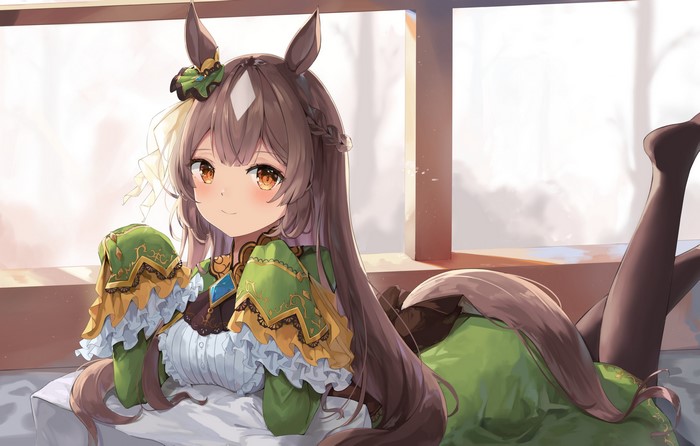 Anime girl with horse ears lying down