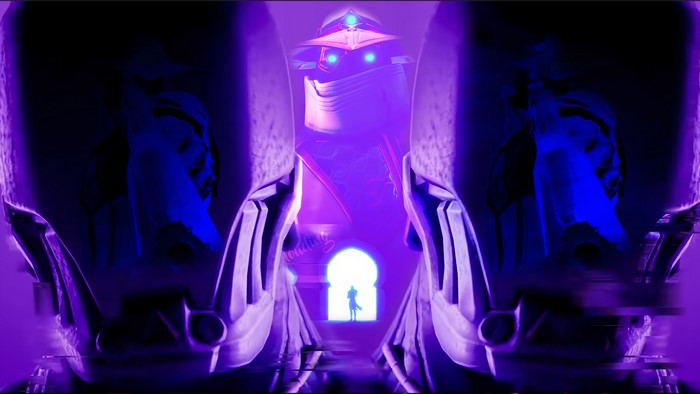 Cypher from Valorant in a purple hallway