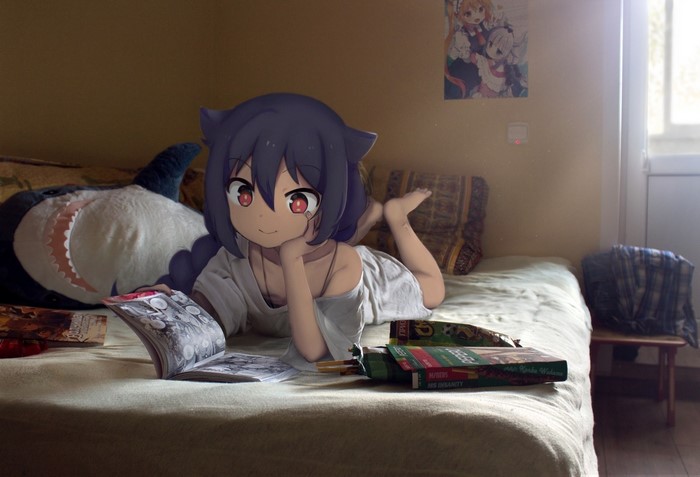 Jahy-sama wa Kujikenai! Jahy reading on a bed