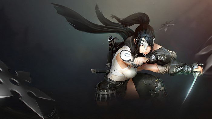 4K Black Desert Online Ninja with Dagger and Shuriken