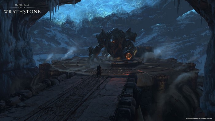 The Elder Scrolls Online: Wrathstone giant automaton in icy cave
