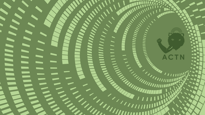 ACTN logo with abstract green background