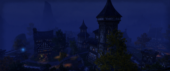Town at night in The Elder Scrolls Online