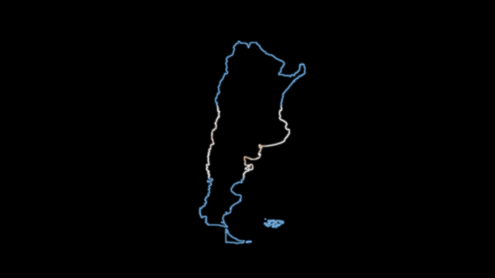 Argentina map outline neon black background