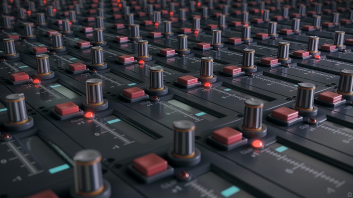 4K Blender 3D rendering of a mixing console