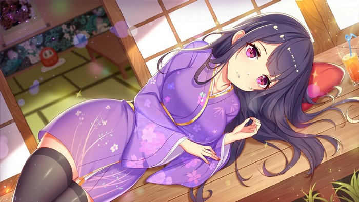 Long Hair Thigh Highs Pretty Angel Stockings Game Cg Lying On Side