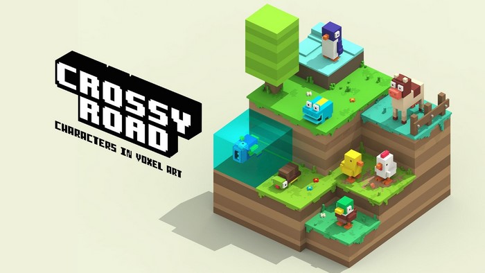 Crossy Road characters in voxel art