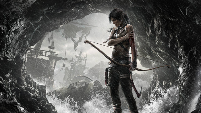 Lara Croft from Tomb Raider (2013) in a cave