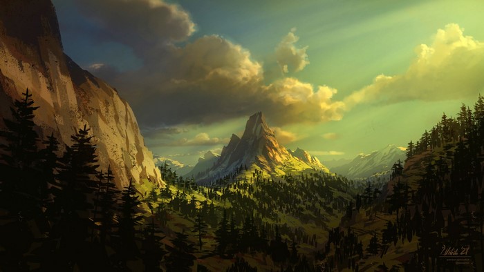 Artwork of a mountain landscape by Philipp A. Ulrich