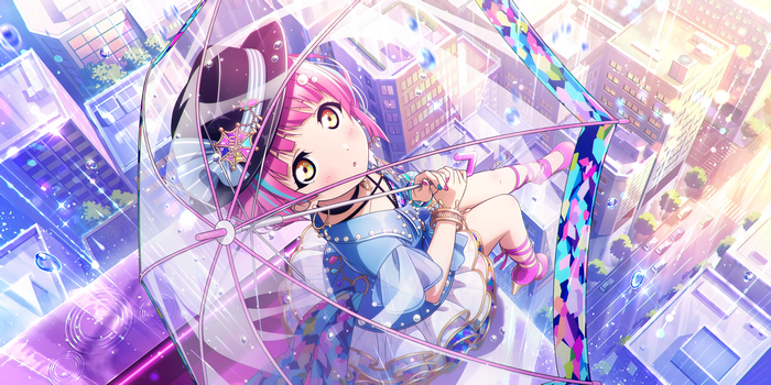 Rina Tennoji from Love Live! under a transparent umbrella