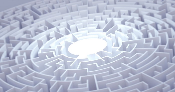 Abstract circular maze with glowing center