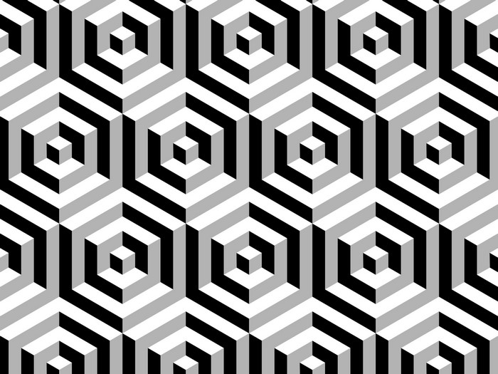 Monochrome 3D abstract optical illusion pattern